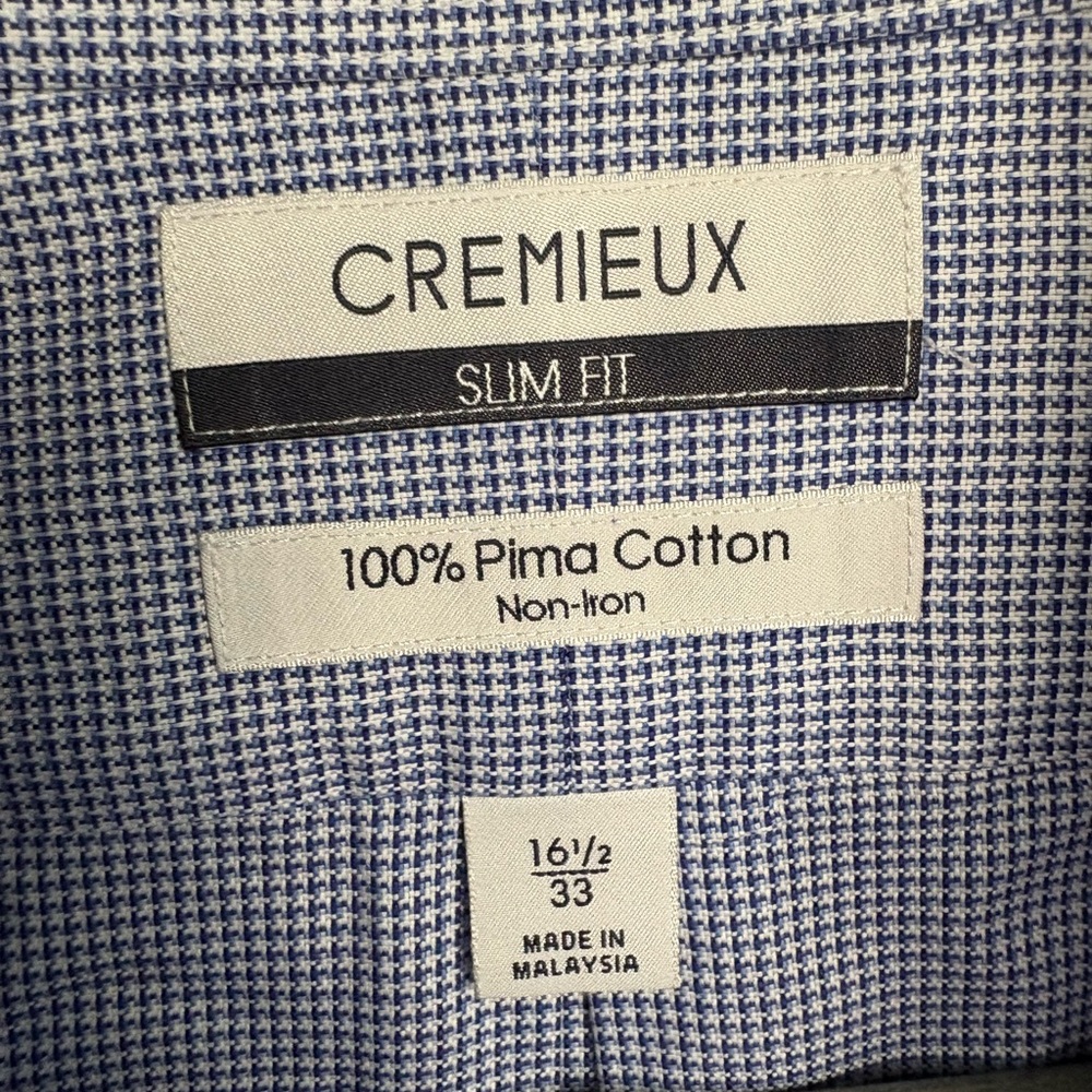 Daniel Cremieux Light Blue and White Micro-Check Slim Fit Dress Shirt